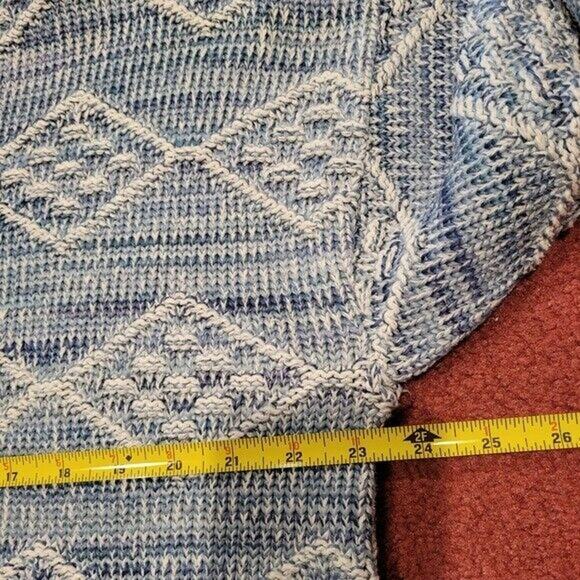 Vtg David Brett Sweater Men XL Blue Chunky 3D Knit Diamond Geometric Grandpa USA - Picture 9 of 11